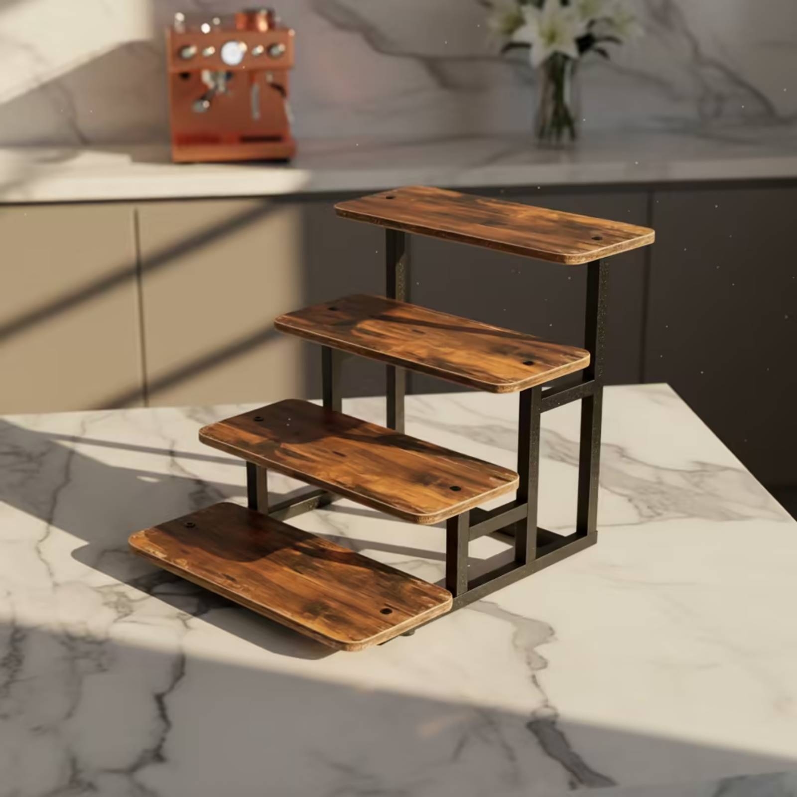 Display Risers Set - 4-Tier Display Stand Tabletop Cupcake Stand