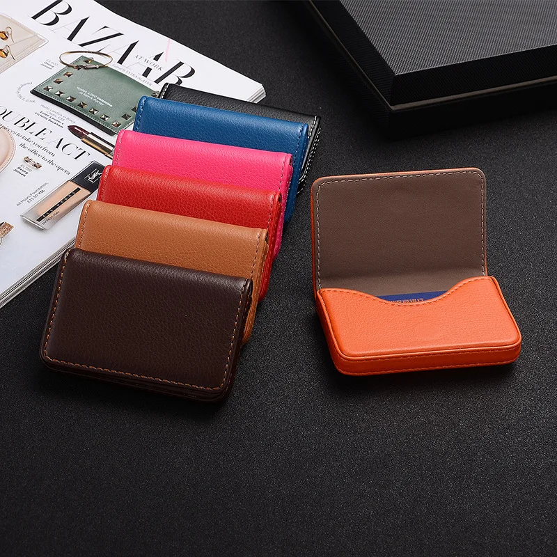 Card Top Loader - 2026 PU Leather Business Card Holder