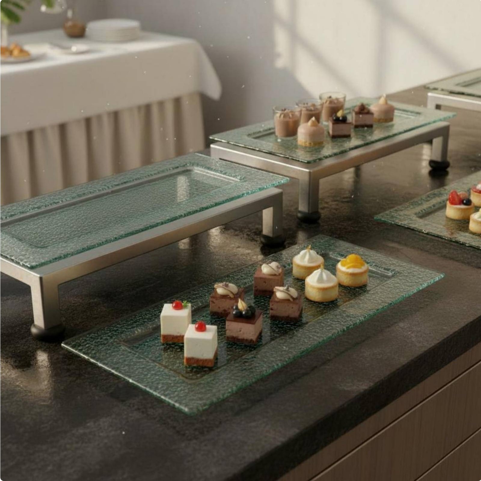 Display Risers Set - 3-Tier Serving Stand Multifunctional 3 Tier
