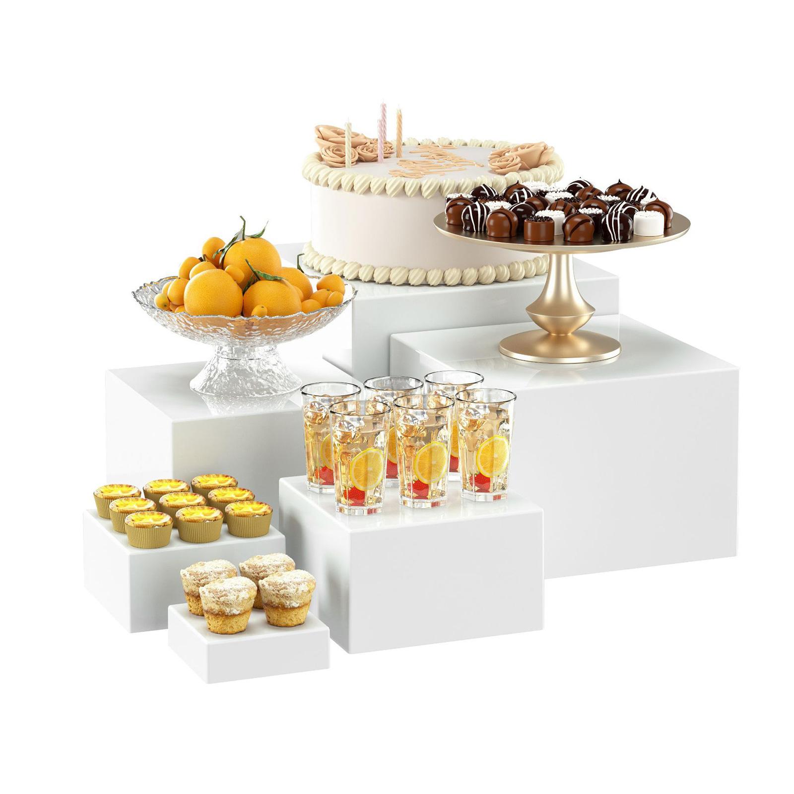 Display Risers Set - 6x Acrylic Buffet Riser Dessert Table