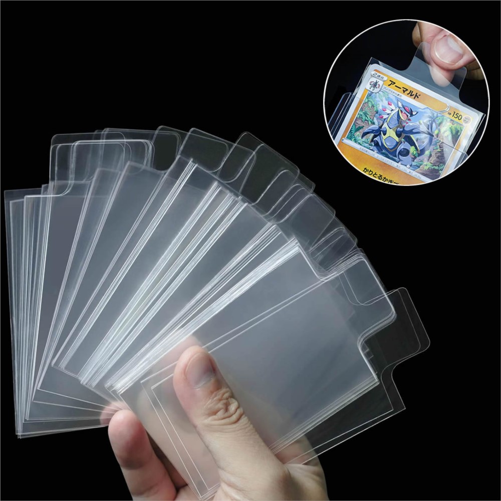 Card Penny Sleeve - 100-500Pcs Transparent Raised Tabbed Card Sleeves