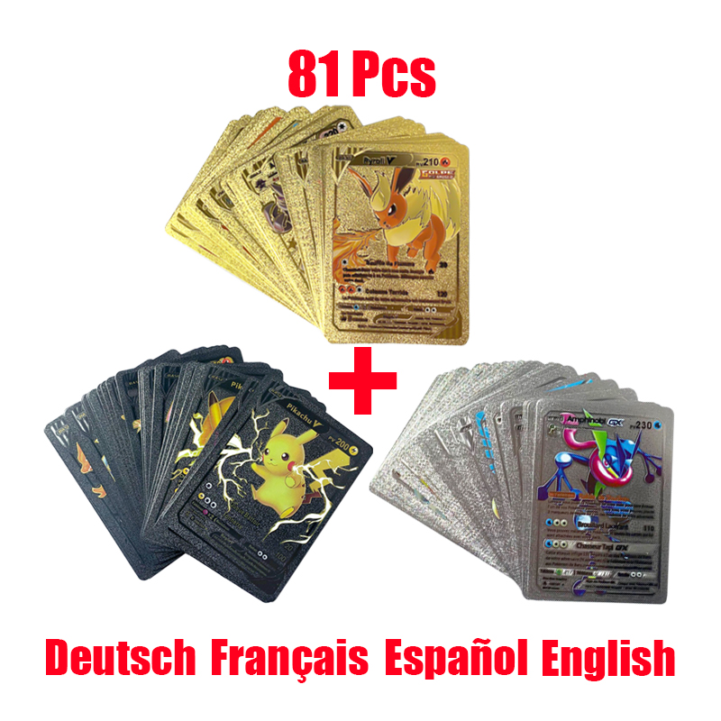 Pokemon Binder Card - 81-15Pcs Pokemon Cards Gold Silver Vmax